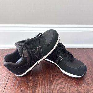 Kids New Balance 574 Black on Black Embossed Sneakers Size Youth 4 NWOT